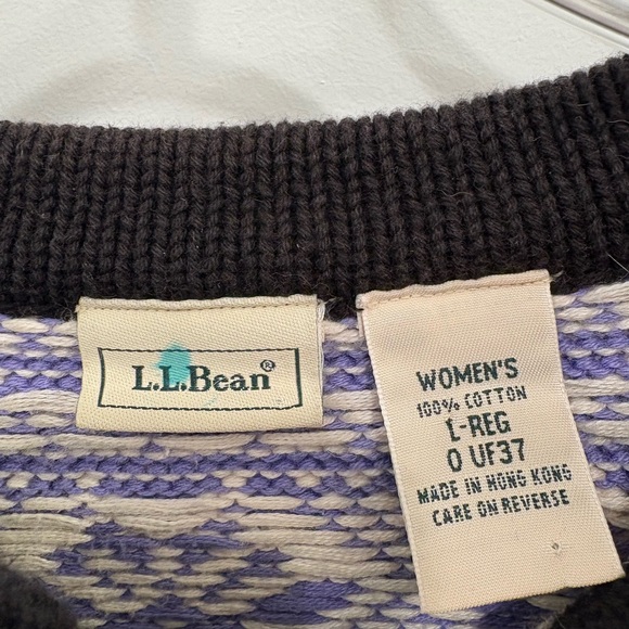 LL Bean Vintage Cotton Fair Isle Knit Sweater Size Large - Picture 2 of 12